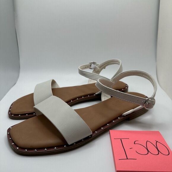 CUSHIONAIRE Women's one band sandal +Memory Foam 8 WHITE - Picture 3 of 7